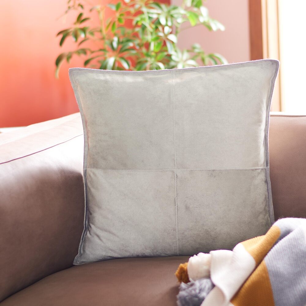 5636 Home Collection Karya Grey Faux Suede 18-inch Decorative Accent Insert